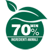 Minimum 70 % d'ingrédients d'origine animale